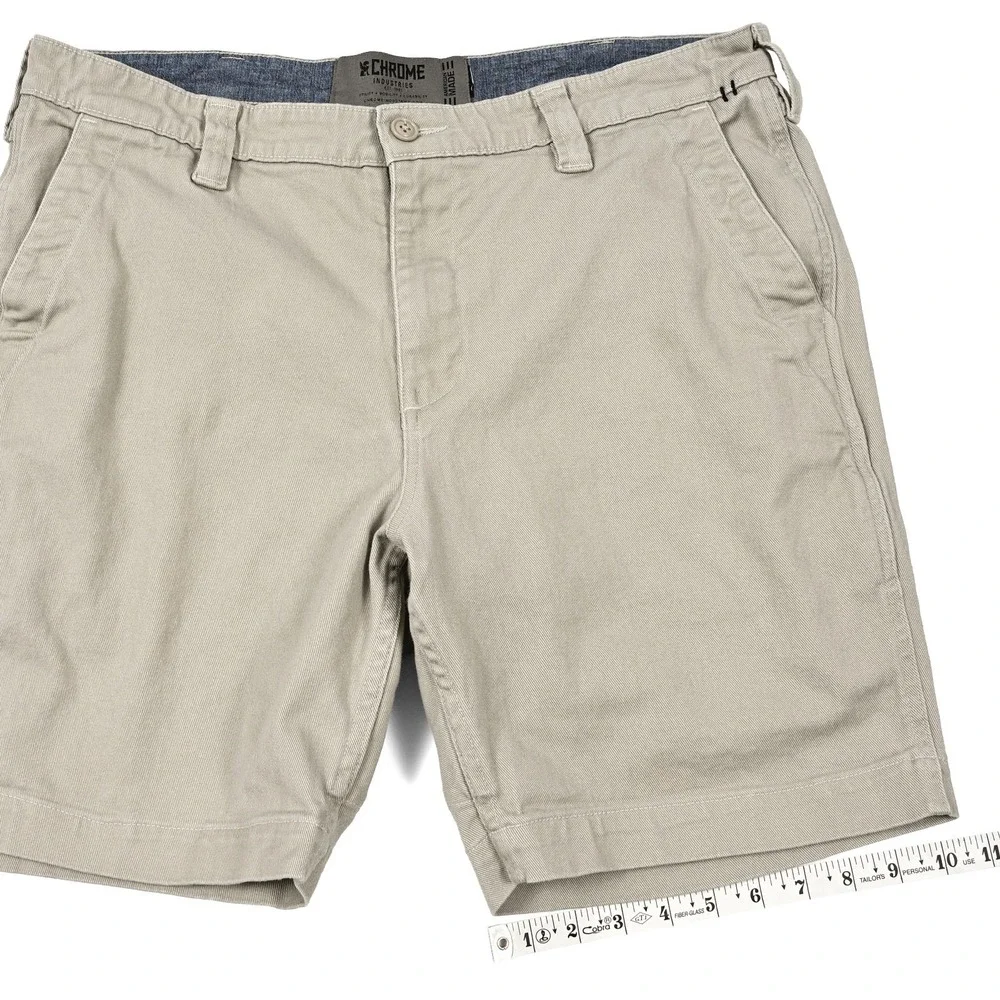 Chrome Industries Mens 36 Khaki Stretch Chino Shorts Commuter Performance Casual